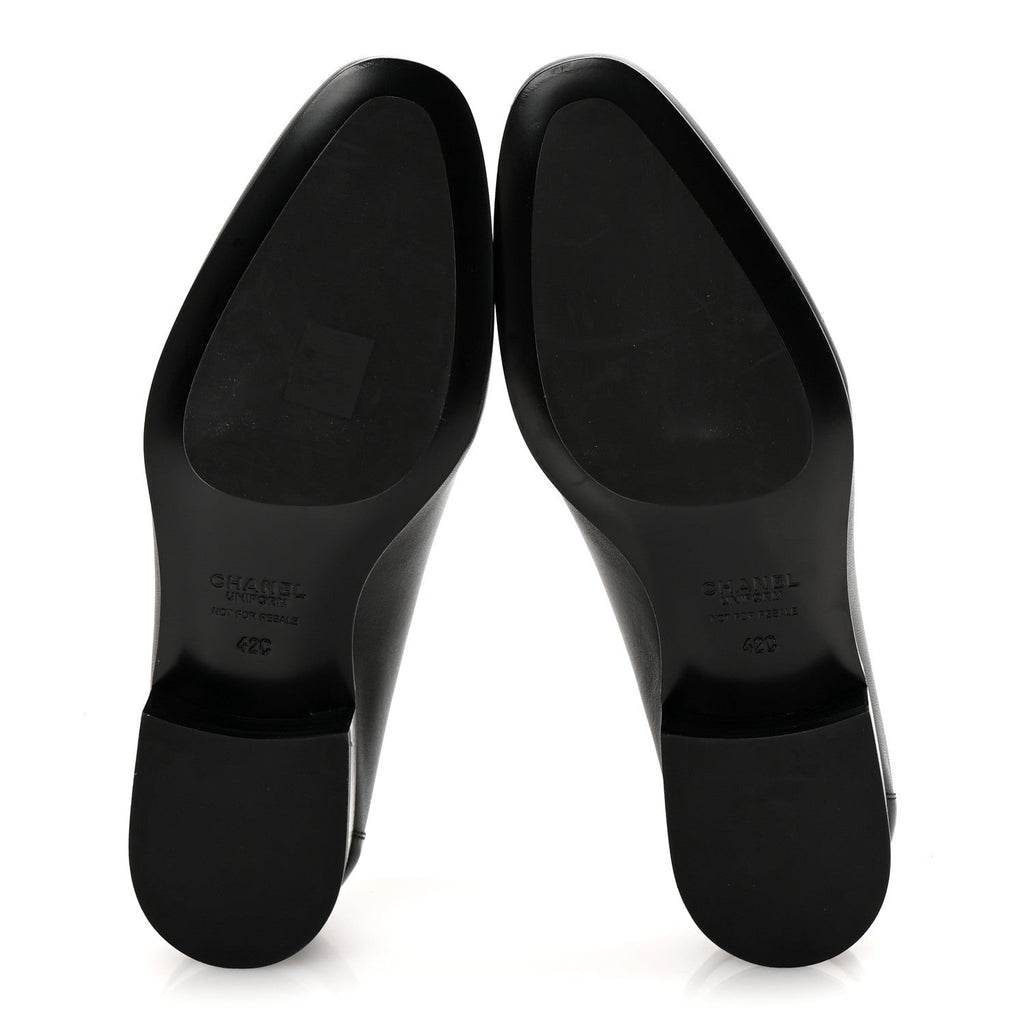 Lambskin Mens Stitched CC Loafers 42 Black