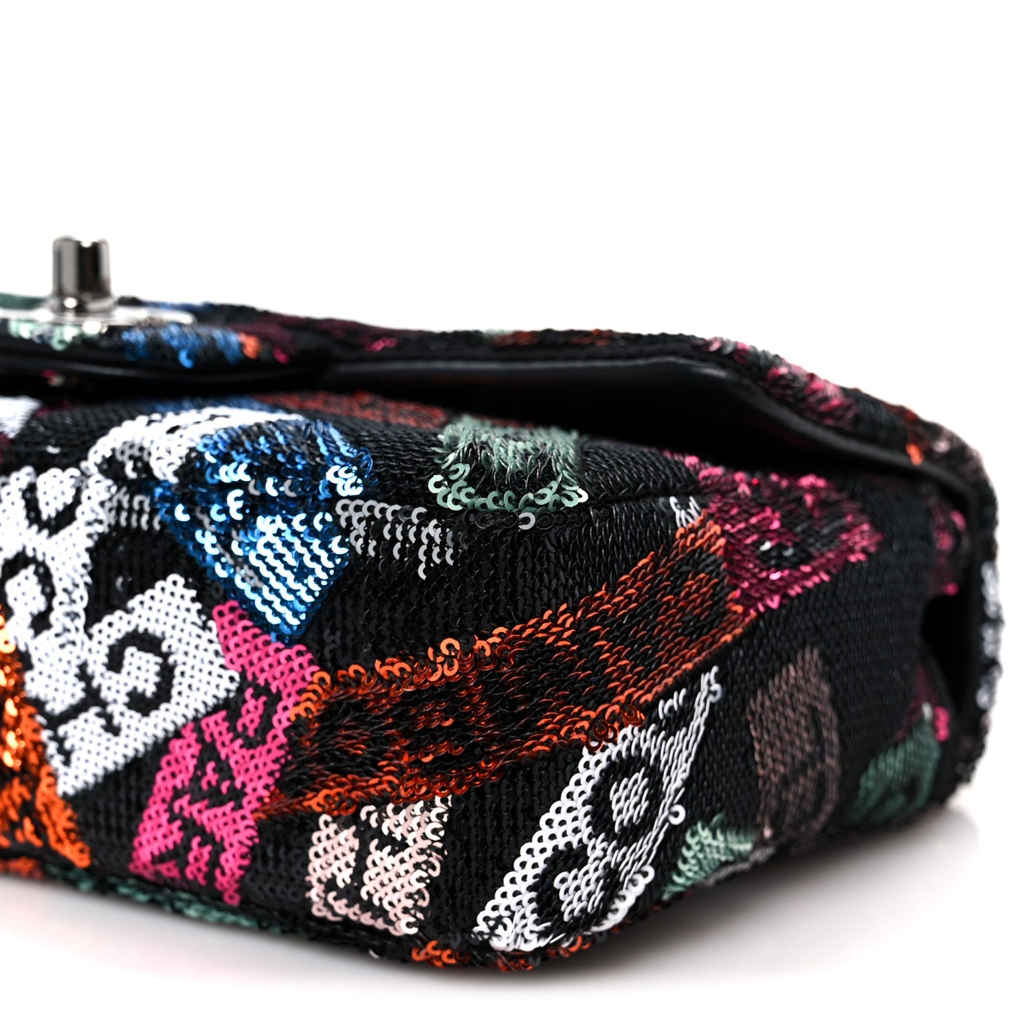 Chanel Sequin Logo Small Flap Ruthenium Multicolor