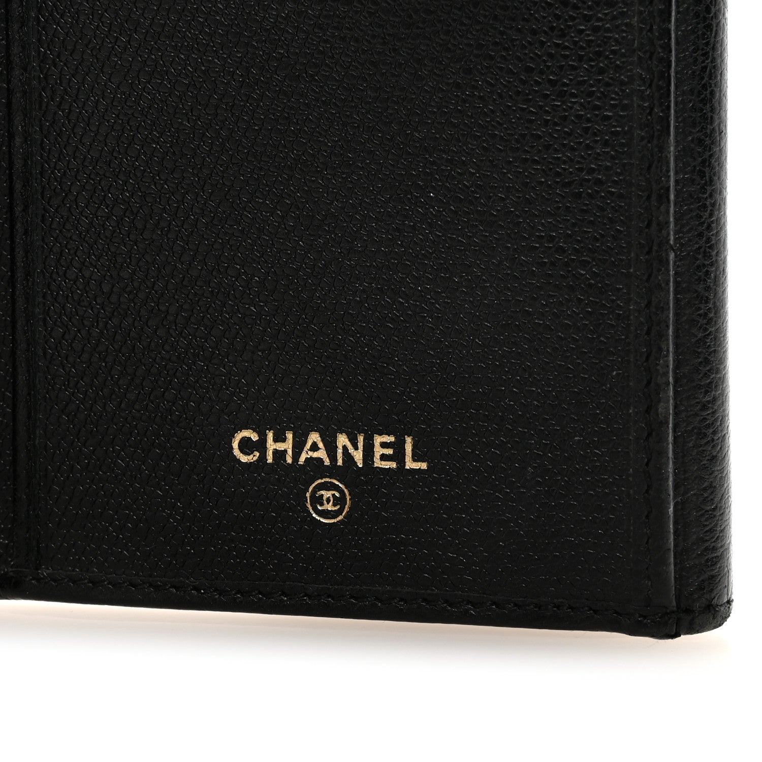Grained Calfskin CC Button Long Wallet Black