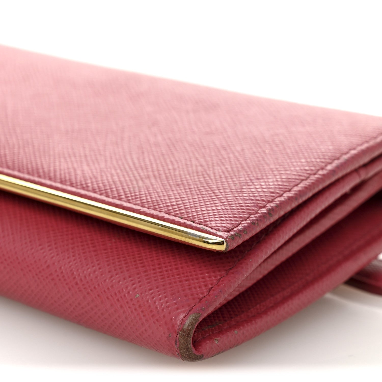Prada Saffiano Metal Continental Flap Wallet Peonia