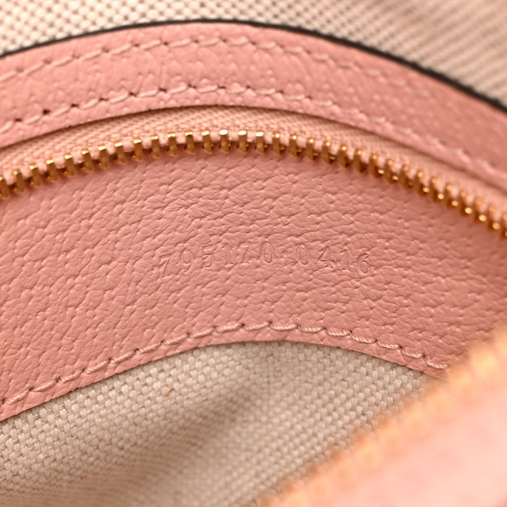 Gucci GG Supreme Monogram Textured Calfskin Web Super Mini Ophidia Shoulder Bag Pink