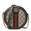 Gucci GG Supreme Monogram Web Mini Ophidia Round Shoulder Bag Brown