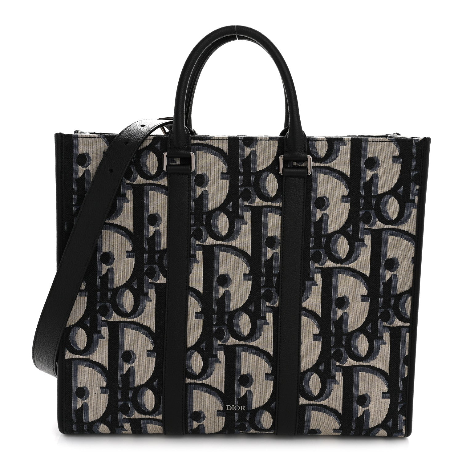 Christian Dior Maxi Oblique Jacquard East West Tote Beige Blue