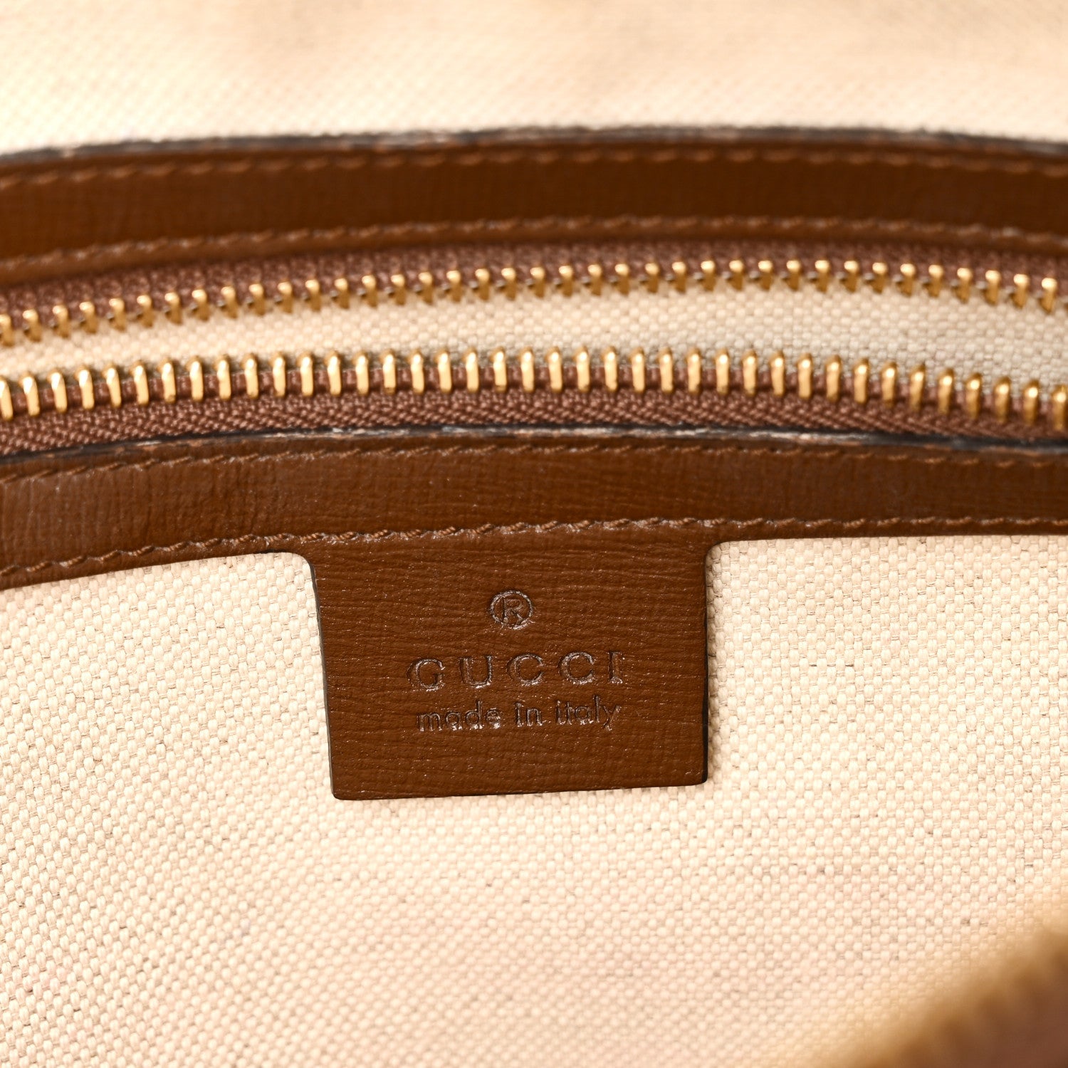 Gucci GG Supreme Monogram Azalea Calfskin Small Horsebit 1955 Top Handle Bag Beige Ebony Brown Sugar
