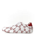 Gucci Calfskin GucciGhost Print Womens Ace Sneakers 40.5 White Hibiscus Red