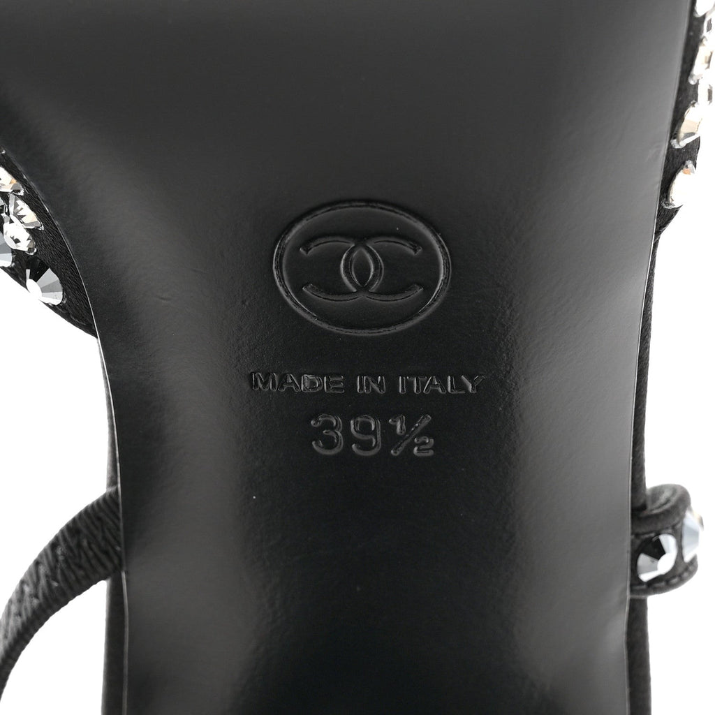 Chanel Strass Cap Toe CC Slingback Pumps 39.5 Black