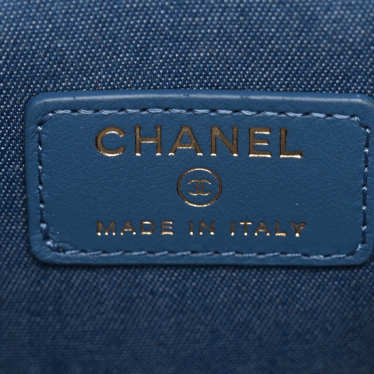 Chanel Denim Quilted Mini Pearl Crush Vanity Case With Chain