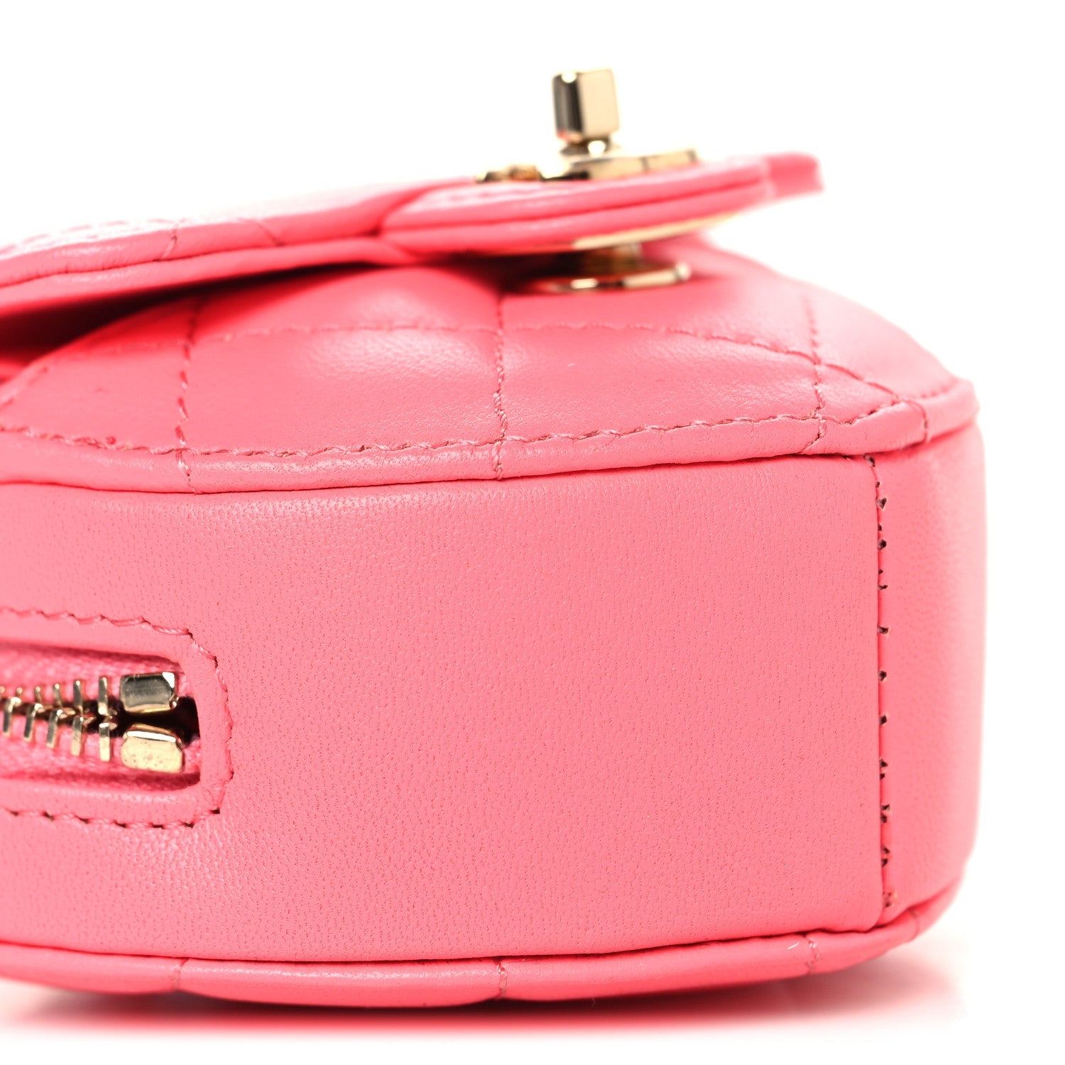 Chanel Lambskin Quilted CC In Love Heart Coin Purse With Chain  Pink