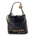 Chanel Shiny Calfskin Quilted Mini Chanel 22 Navy Blue