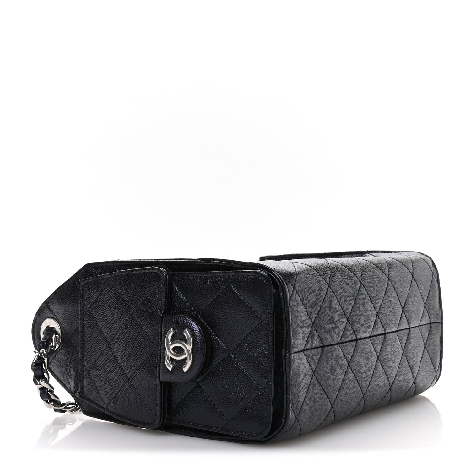 Chanel Metallic Caviar Quilted Mini Chanel 25 Handbag Dark Blue