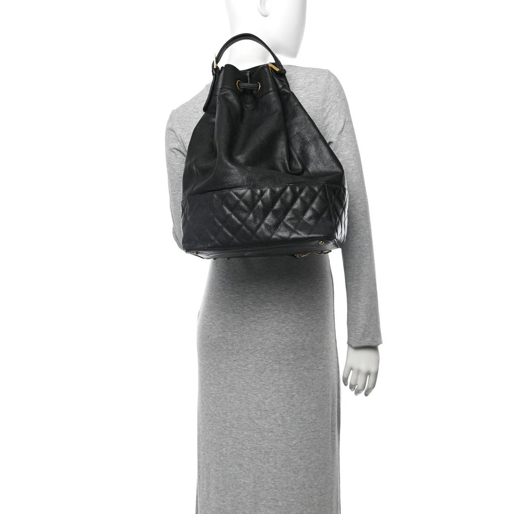 Chanel Caviar Quilted Drawstring Backpack Black