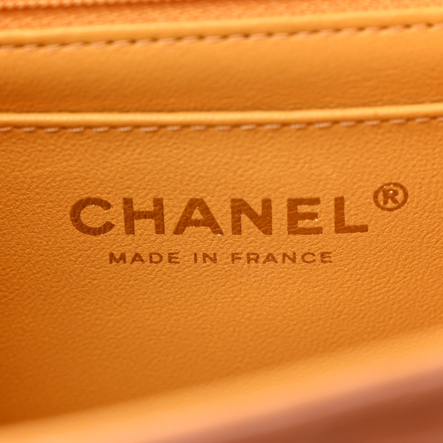 Chanel Lambskin Quilted Bi-Color Mini Top Handle Rectangular Flap Light Brown Yellow