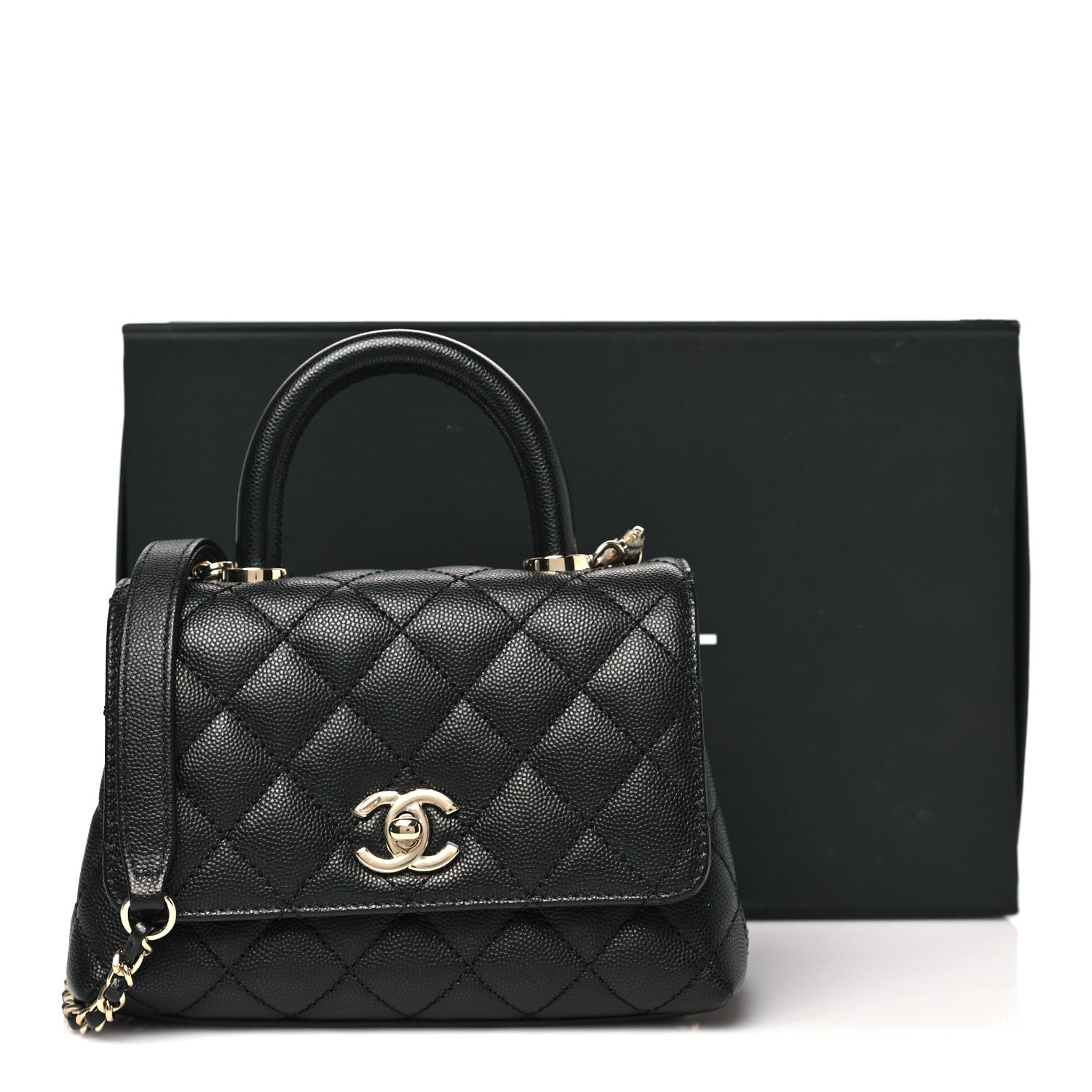 Chanel Caviar Quilted Extra Mini Coco Handle Flap Black