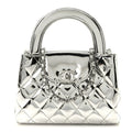 Chanel Mirror Calfskin Metallic Calfskin Quilted Nano Kelly Shopper Silvery