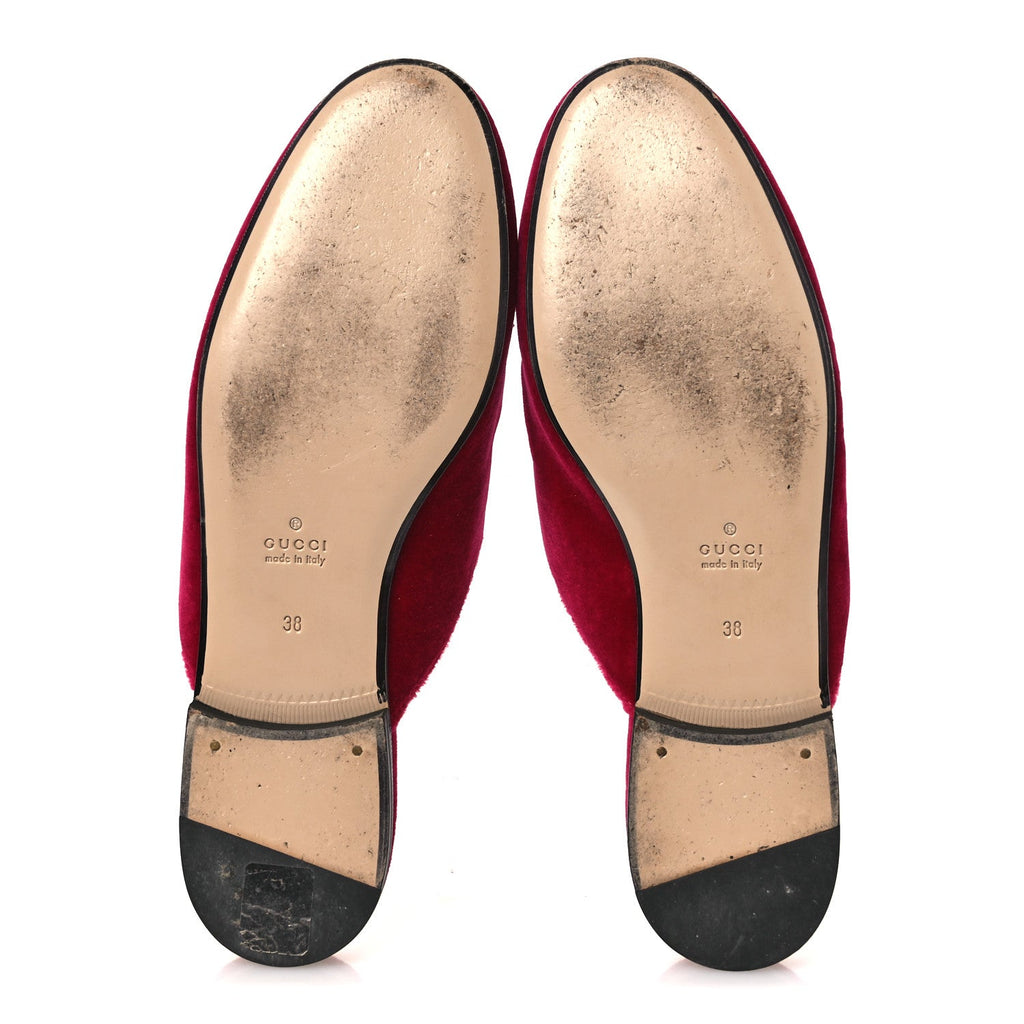 Gucci Velvet Panther Embroidered Womens Princetown Slippers 38 Raspberry Sherbet