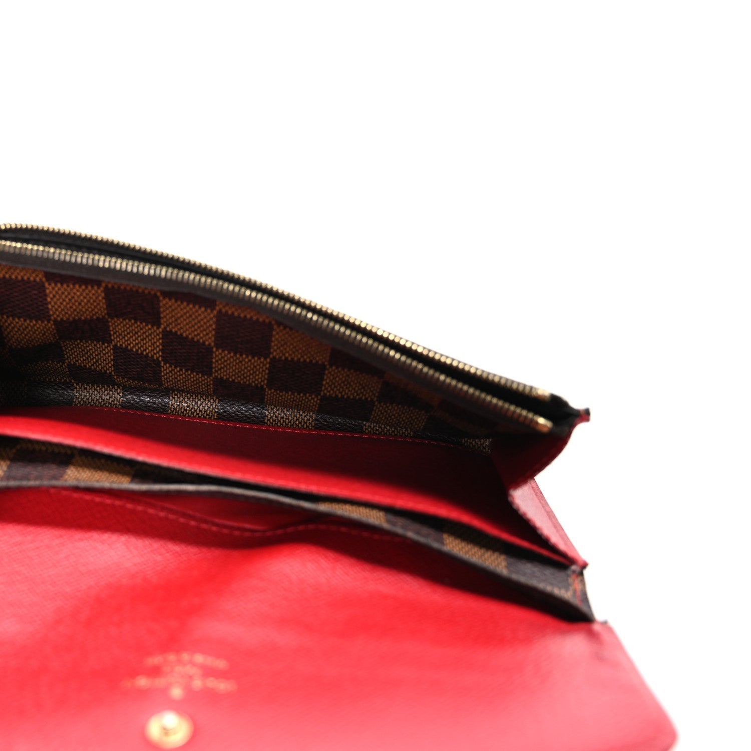 Louis Vuitton Damier Ebene Emilie Wallet Red