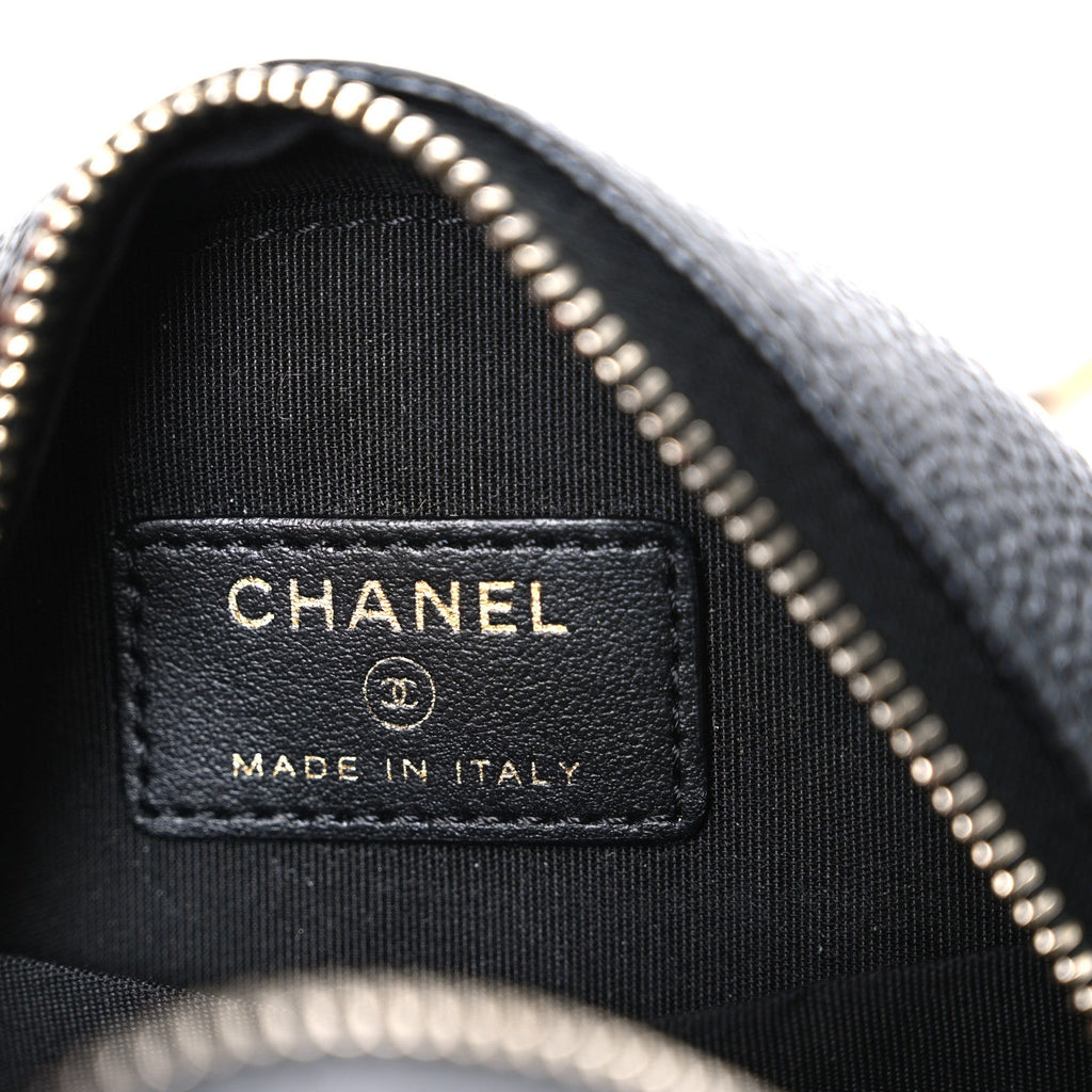 Chanel Caviar Quilted Round Filigree Crossbody Black
