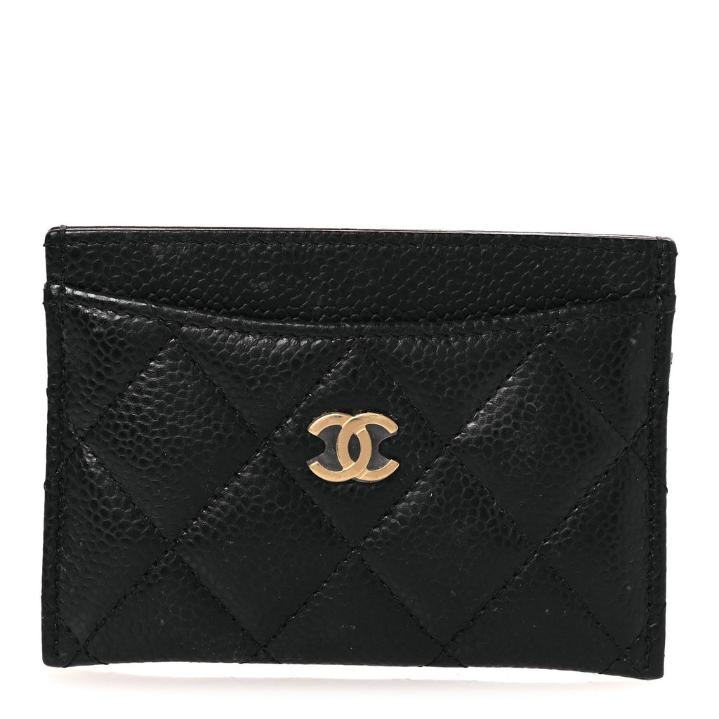 Caviar Quilted Card Holder Black