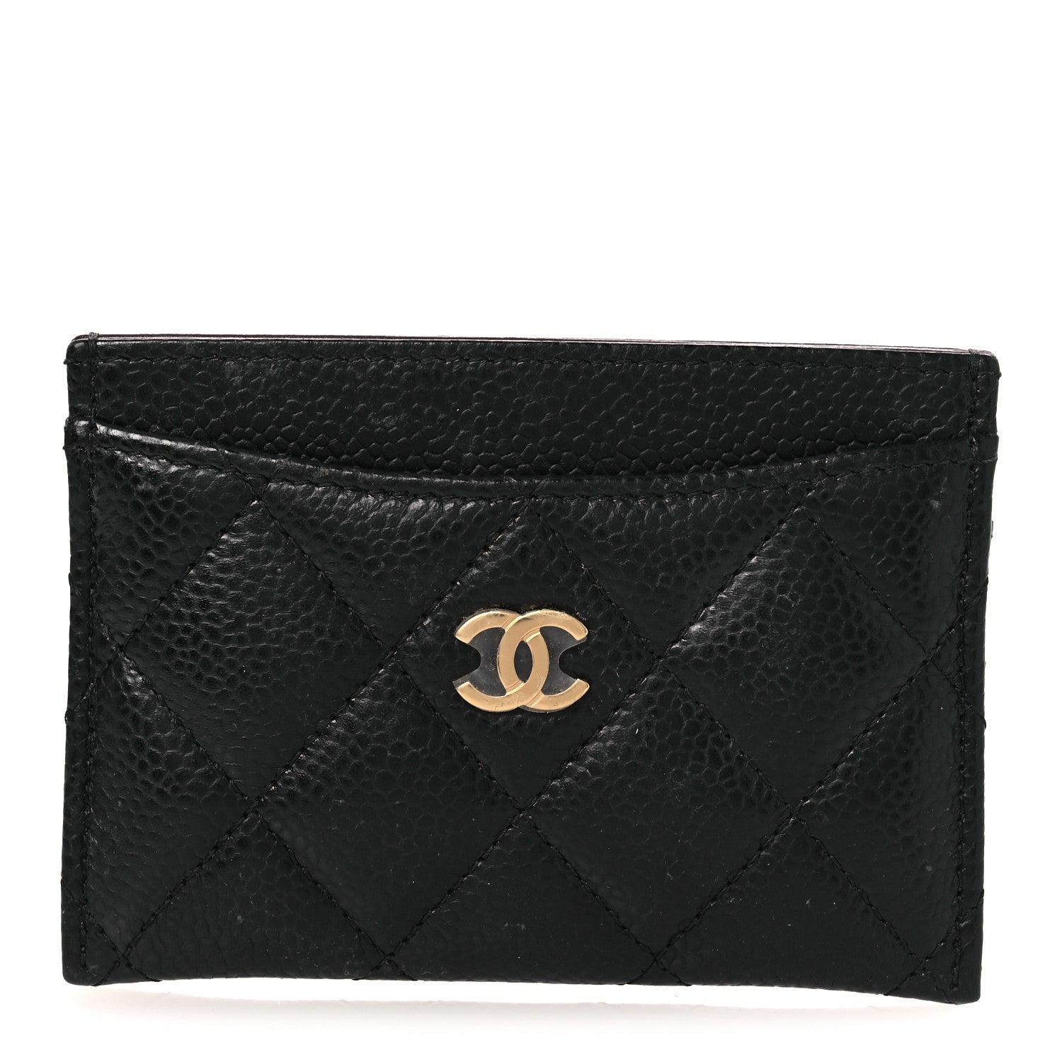 Caviar Quilted Card Holder Black