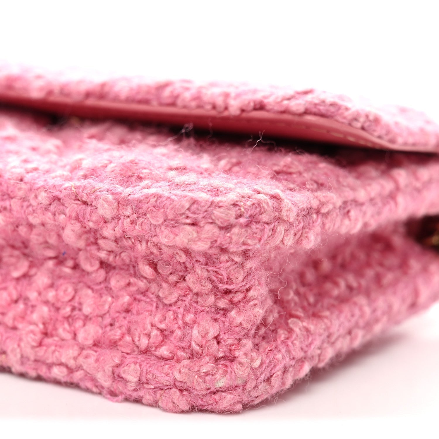 Chanel Tweed Quilted Flap Chain Waist Bag Pink