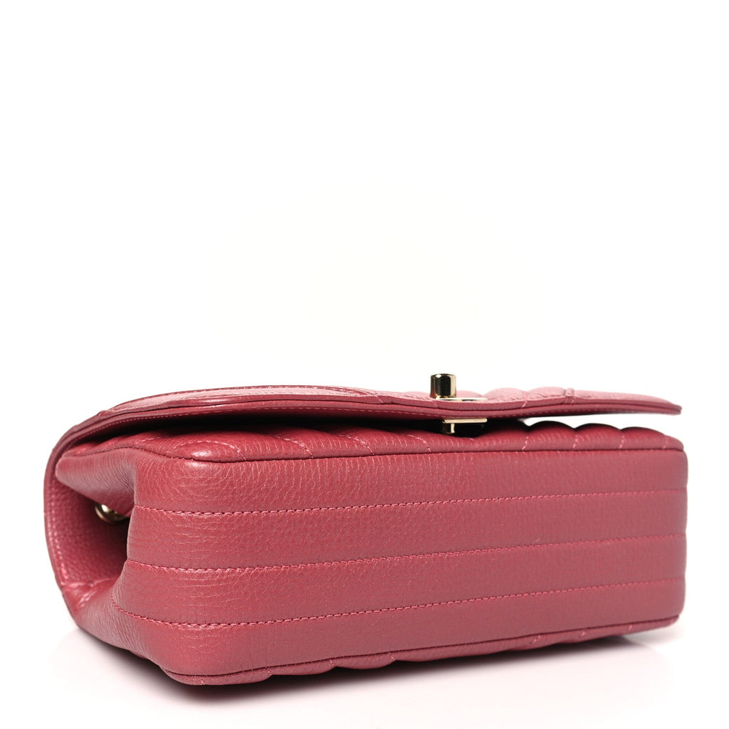 Chanel Calfskin Chevron Quilted Mini Statement Flap Pink