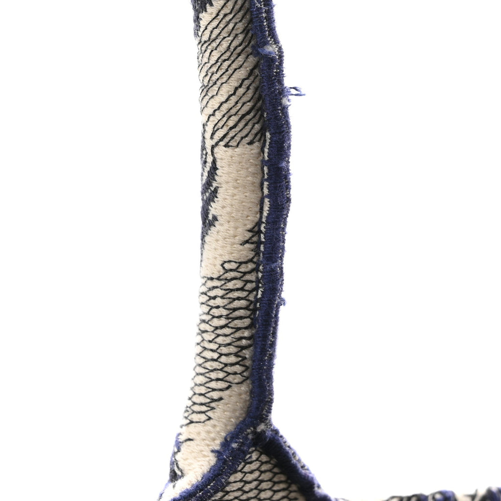 Christian Dior Canvas Embroidered Large Palm Tree Toile De Jouy Book Tote Blue