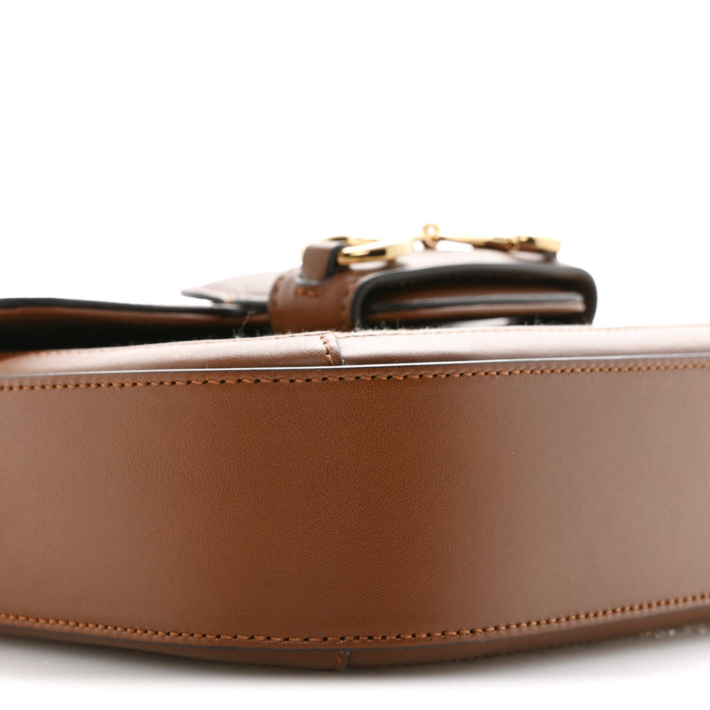 Gucci New Canvas Charisma Calfskin Crystal GG Monogram Mini Horsebit 1955 Shoulder Bag Camel Ebony