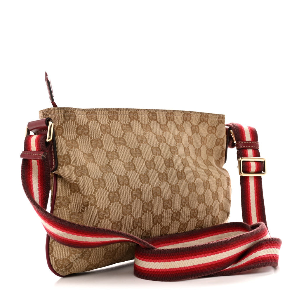 Gucci Monogram Web Small Flat Messenger Crossbody Pink Gold