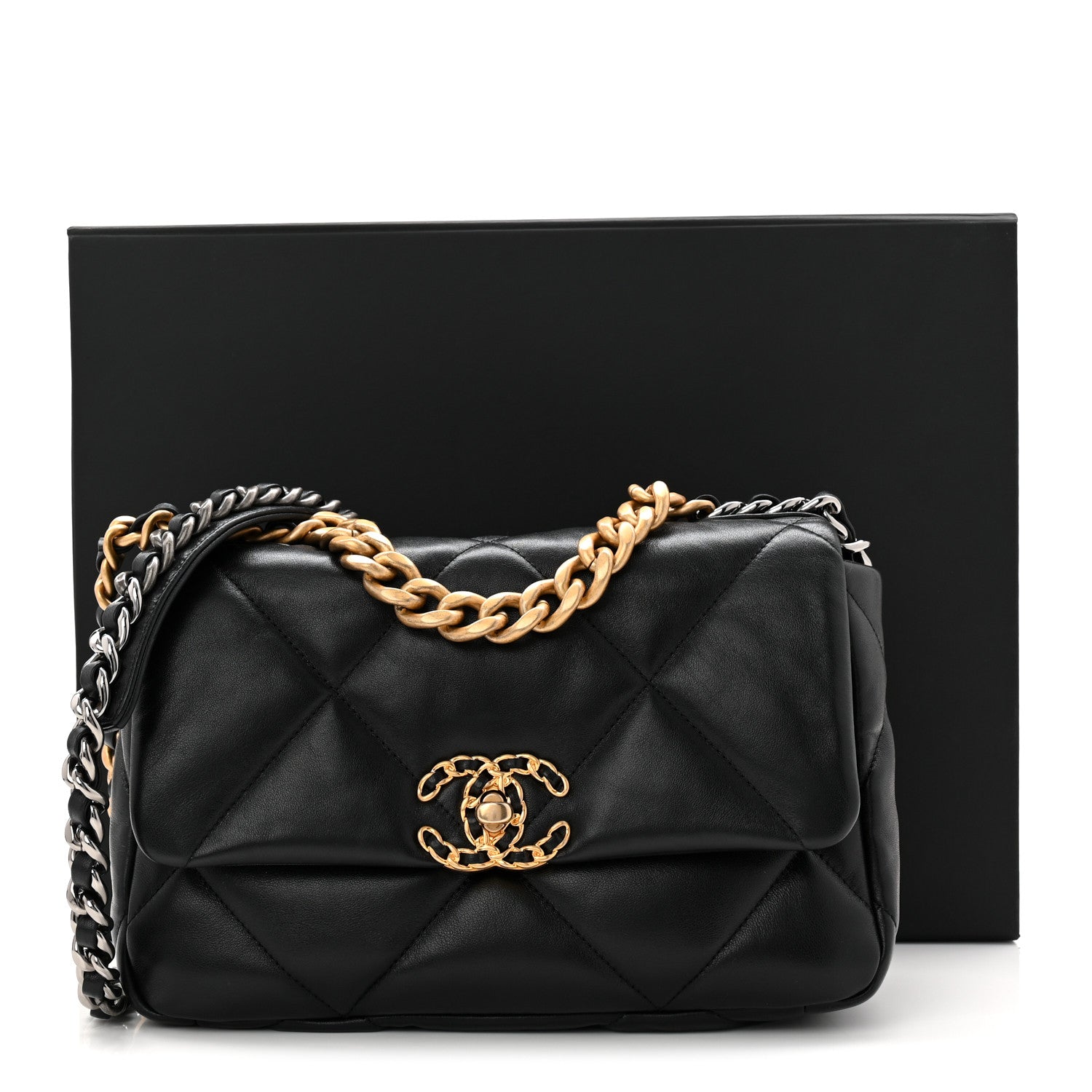Chanel Lambskin Quilted Medium Chanel 19 Flap Black