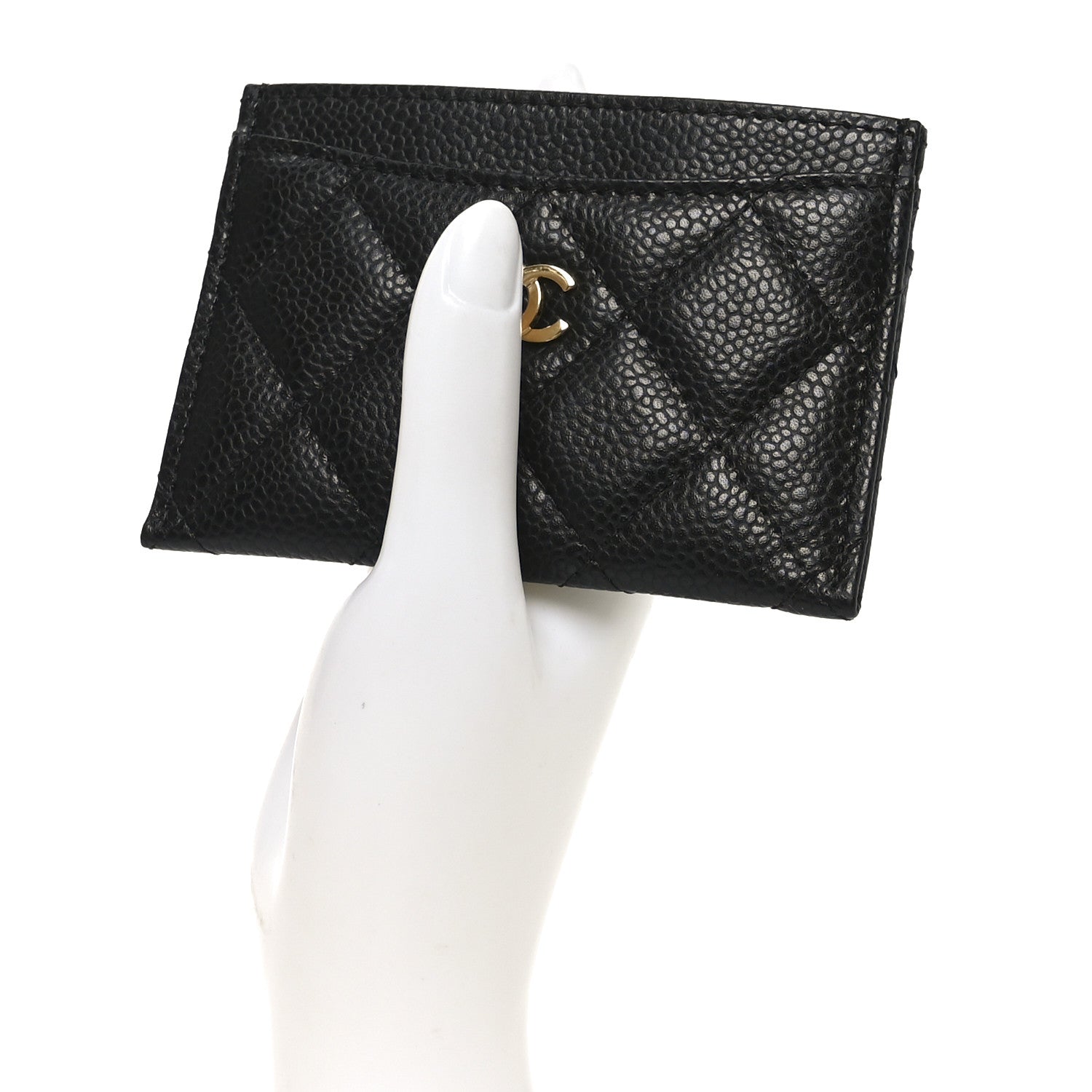 Caviar Quilted Card Holder Black