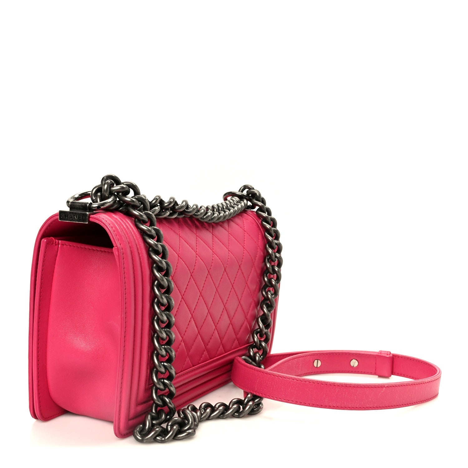 Chanel Lambskin Quilted Medium Boy Flap Dark Pink