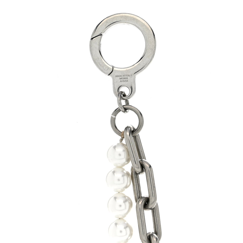 Louis Vuitton Metal Pearls Mini Chain Belt Bag Charm Silver