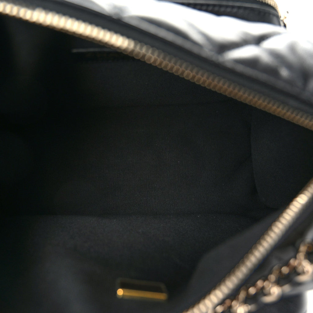 Chanel Shiny Crumpled Lambskin Quilted Medium Preppy Pocket Camera Case Black