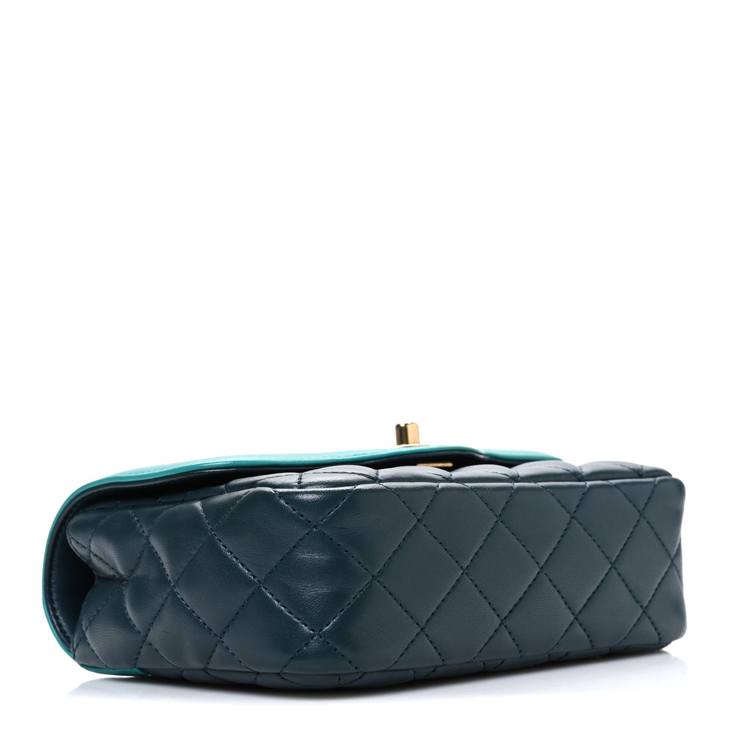 Chanel Lambskin Quilted Mini Two Tone Day Flap Navy Turquoise
