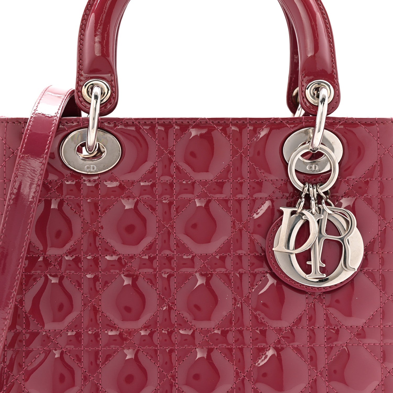 Christian Dior Patent Cannage Medium Lady Dior Dark Pink