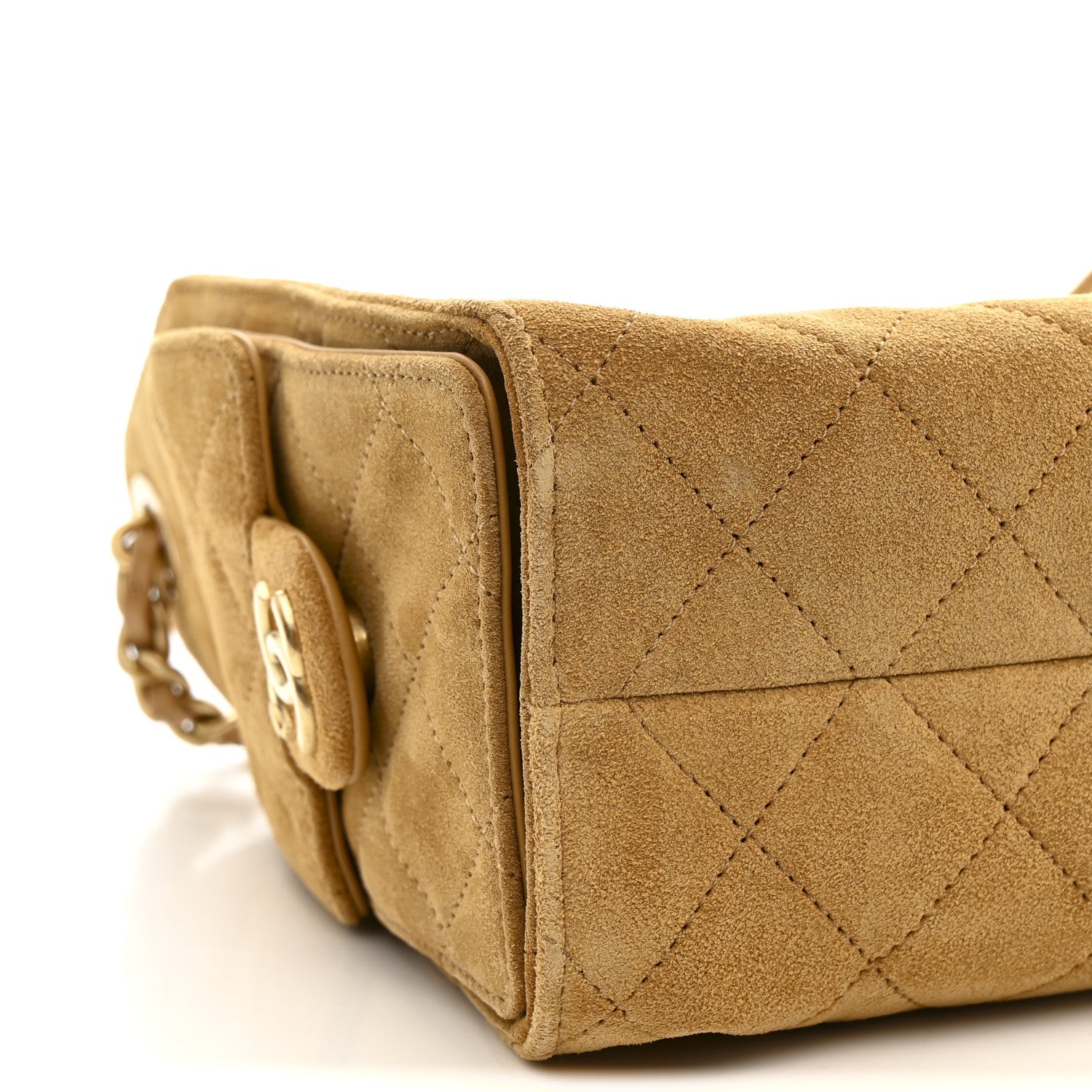 Chanel Suede Quilted Mini Chanel 25 Handbag Beige