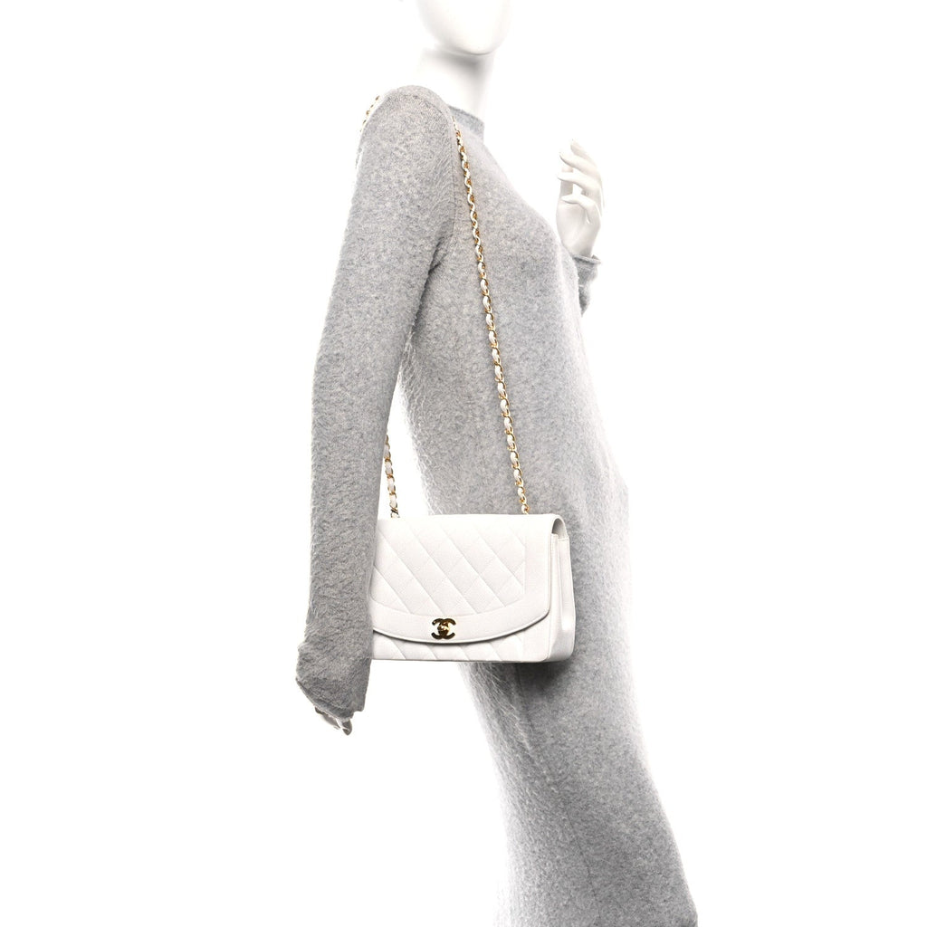 Chanel Caviar Quilted Medium Single Flap White