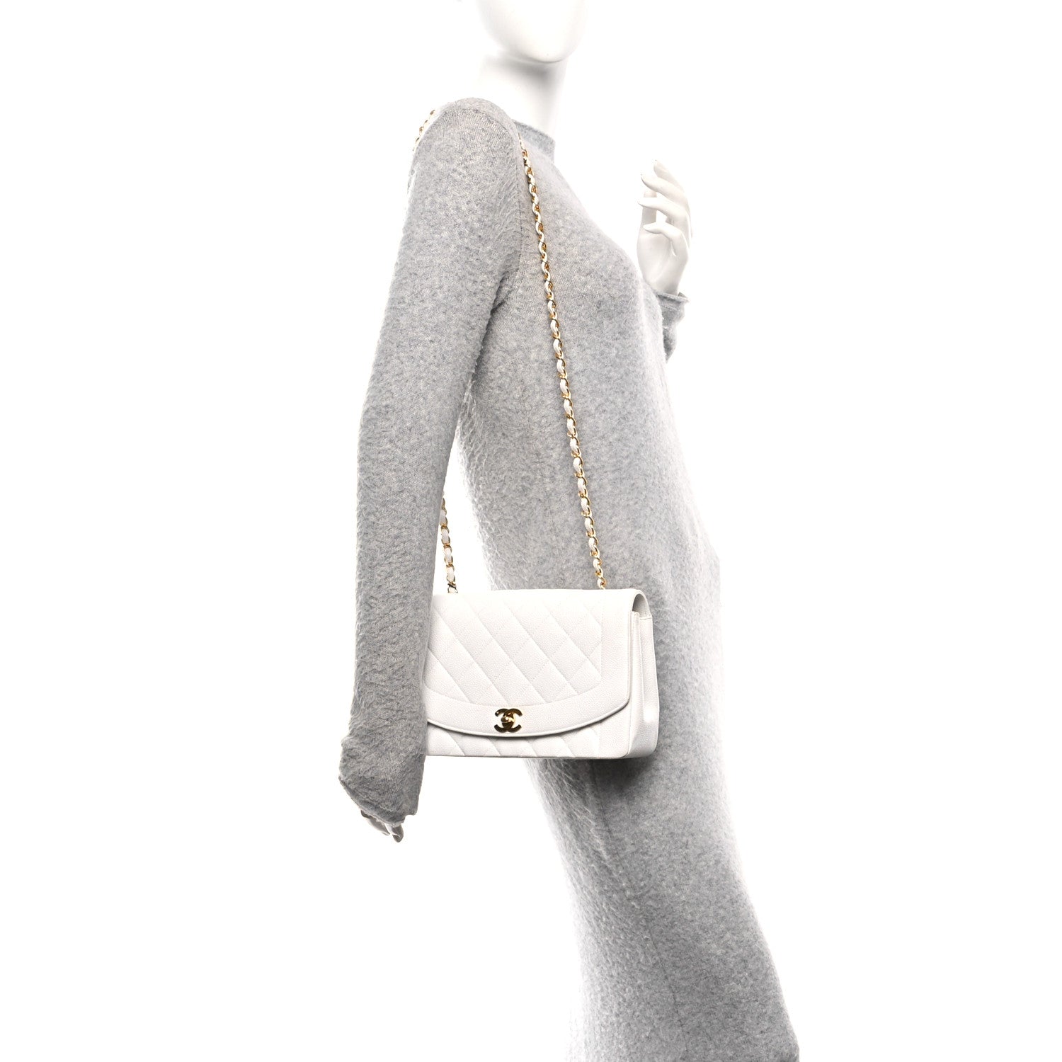 Chanel Caviar Quilted Medium Single Flap White