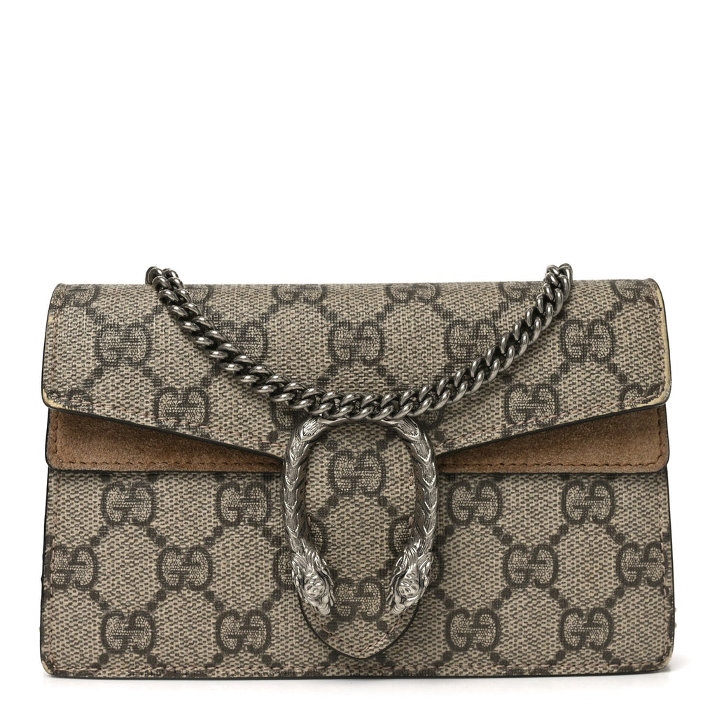 Gucci GG Supreme Monogram Super Mini Dionysus Shoulder Bag Taupe