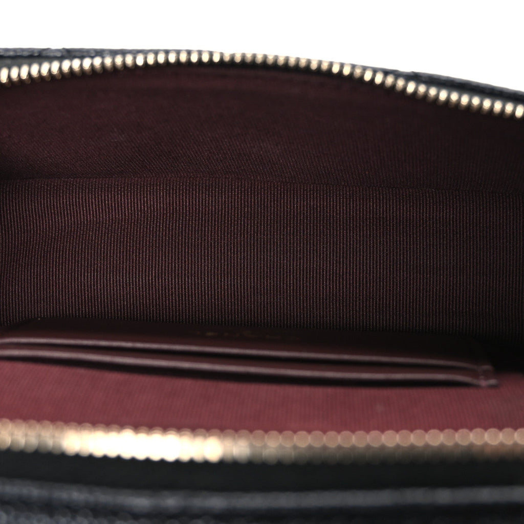 Chanel Caviar Quilted Top Handle Slim Vanity With Chain Black