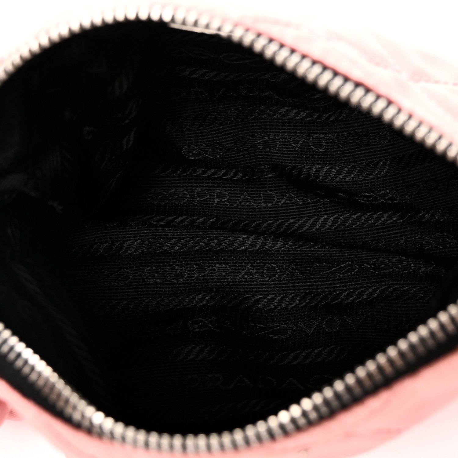 Prada Tessuto Nylon Saffiano Impunturato Quilted Barrel Pochette Pink Black