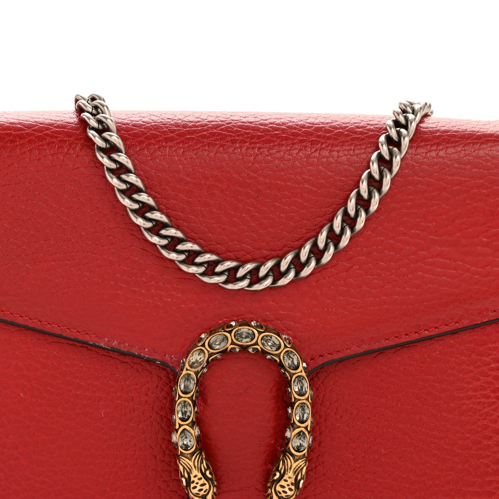 Gucci Calfskin Mini Dionysus Chain Wallet Hibiscus Red
