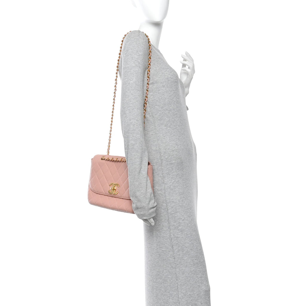 Chanel Caviar Quilted XL Jumbo Single Flap Light Pink