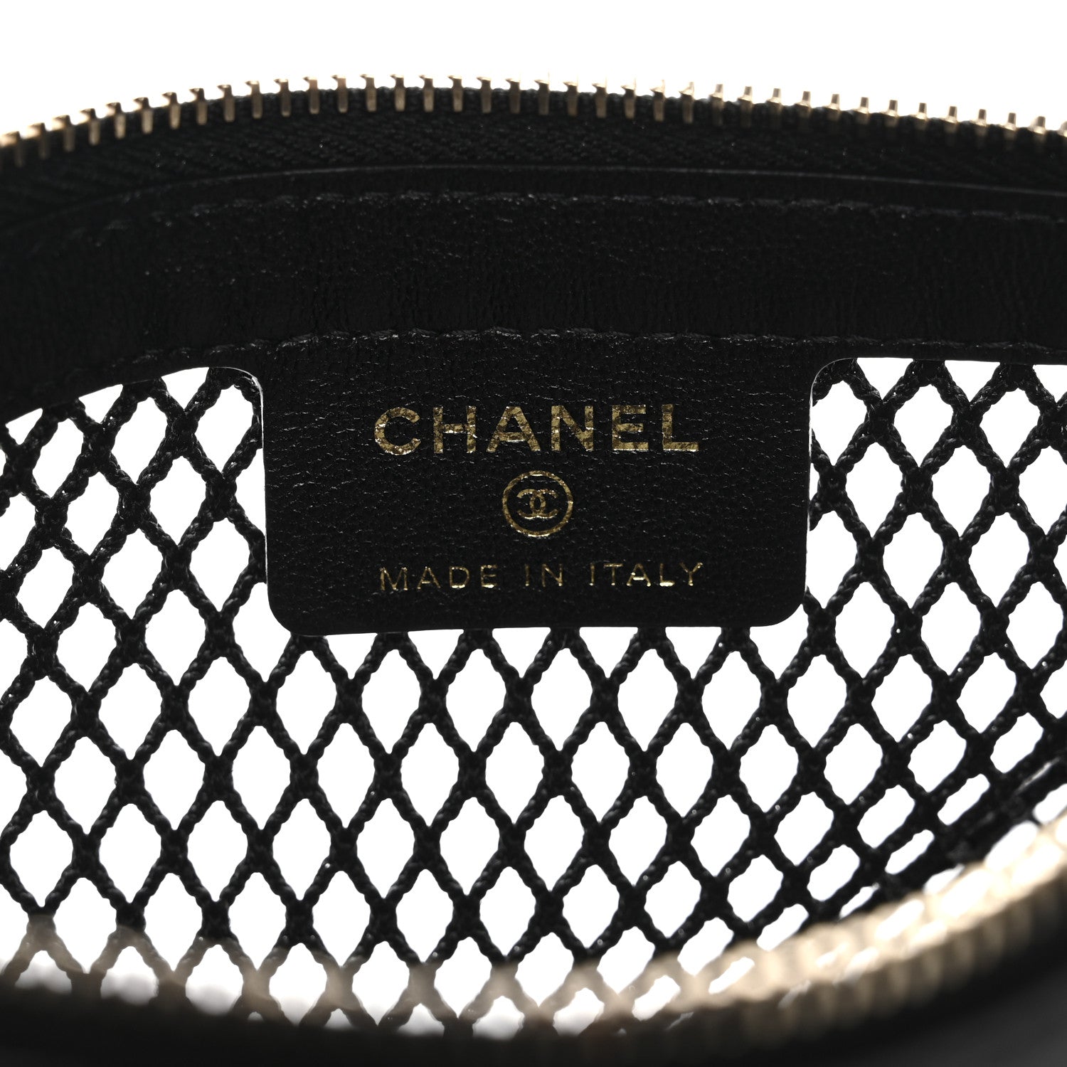 Chanel Mesh Shiny Lambskin Clutch With Chain Black