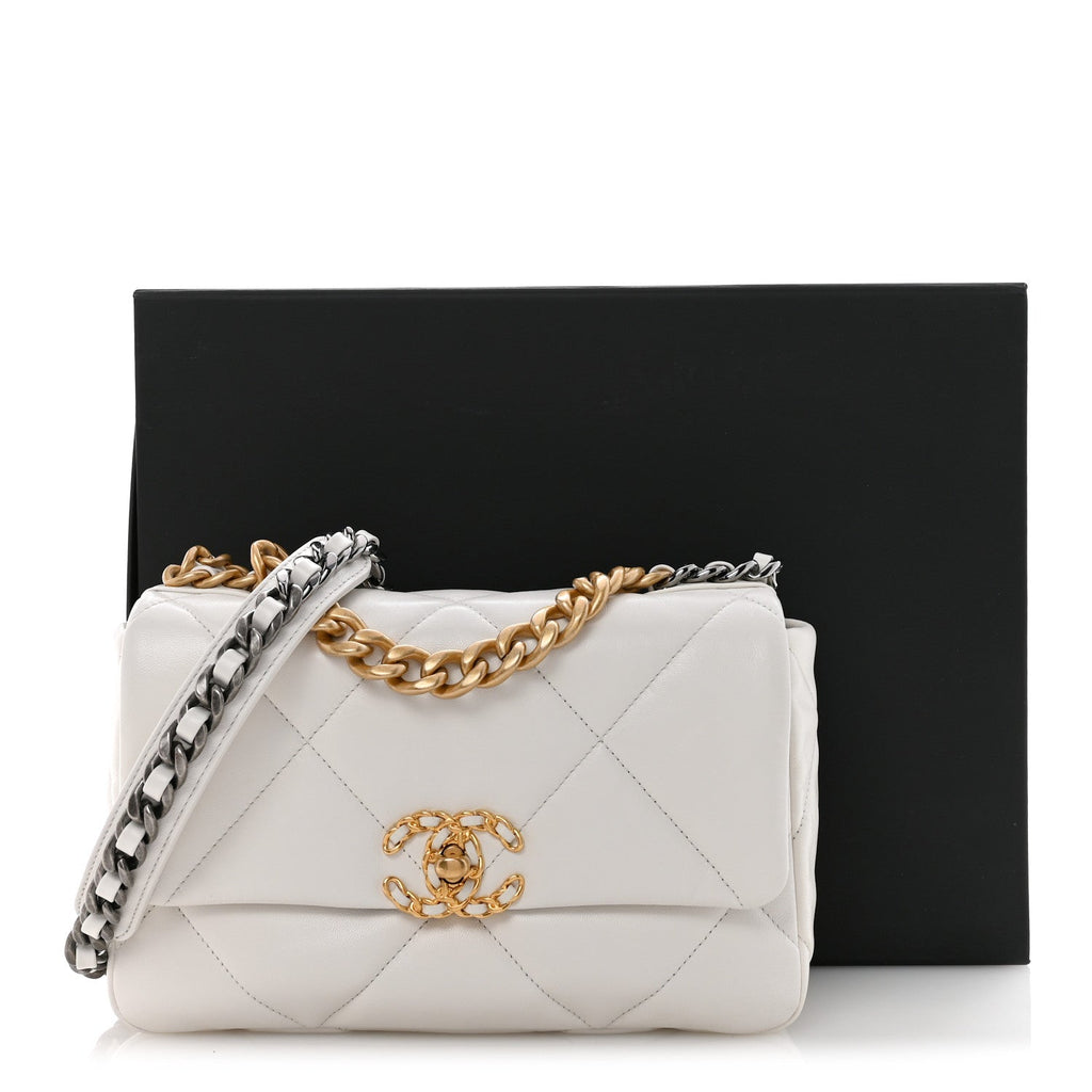 Chanel Goatskin Quilted Medium Chanel 19 Flap White