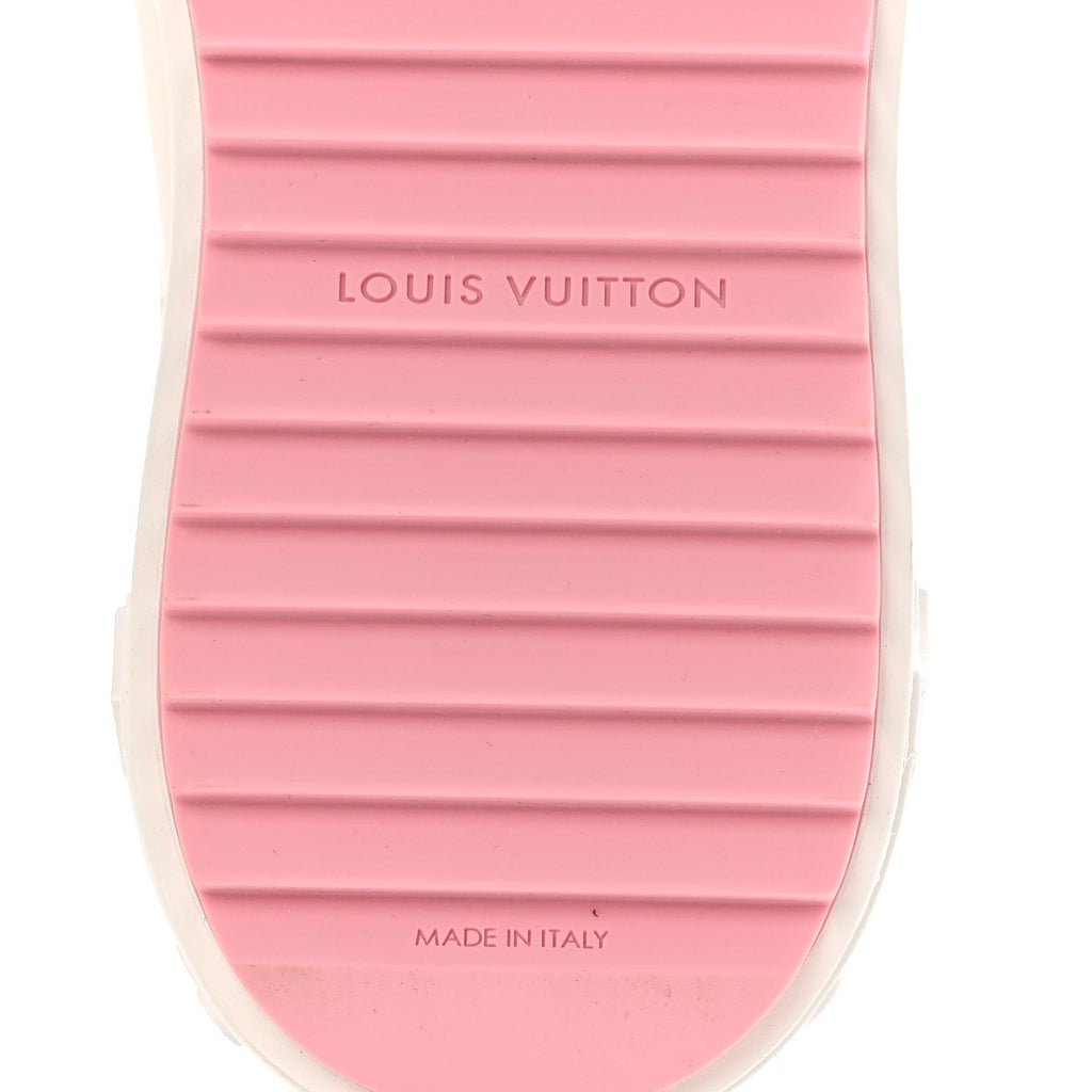 Louis Vuitton Calfskin Time Out Bow Sneakers 38 White Pink