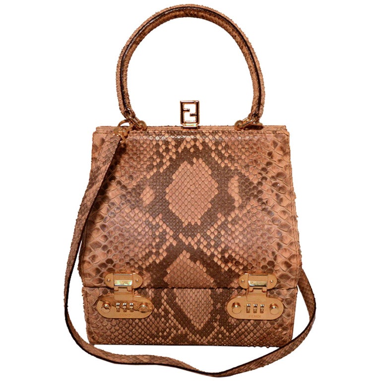 FENDI Natural Python Snakeskin Two-Way Handbag