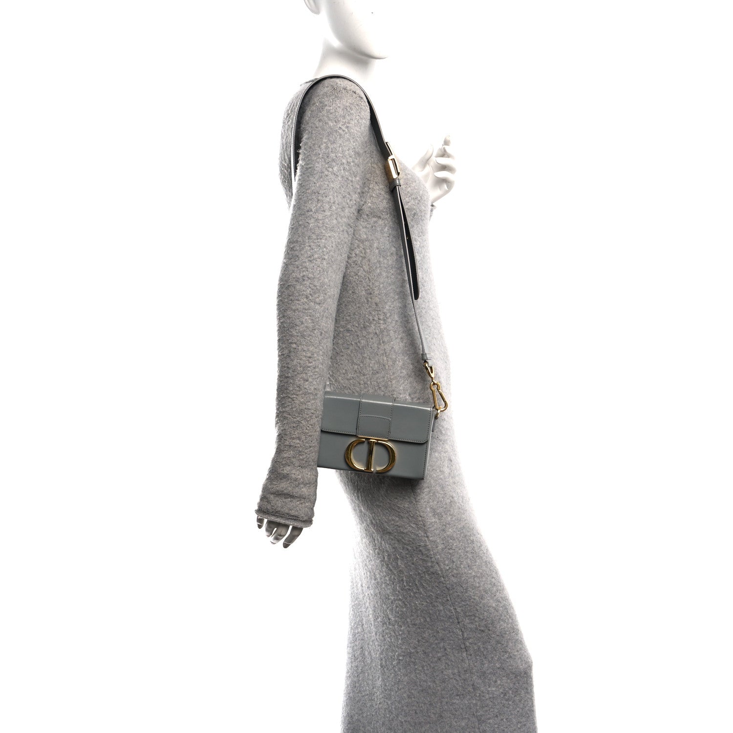 Christian Dior Box Calfskin 30 Montaigne Box Bag Gray