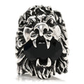 Gucci Metal Crystal Lion Head Ring  49 4.75 Black Aged Silver