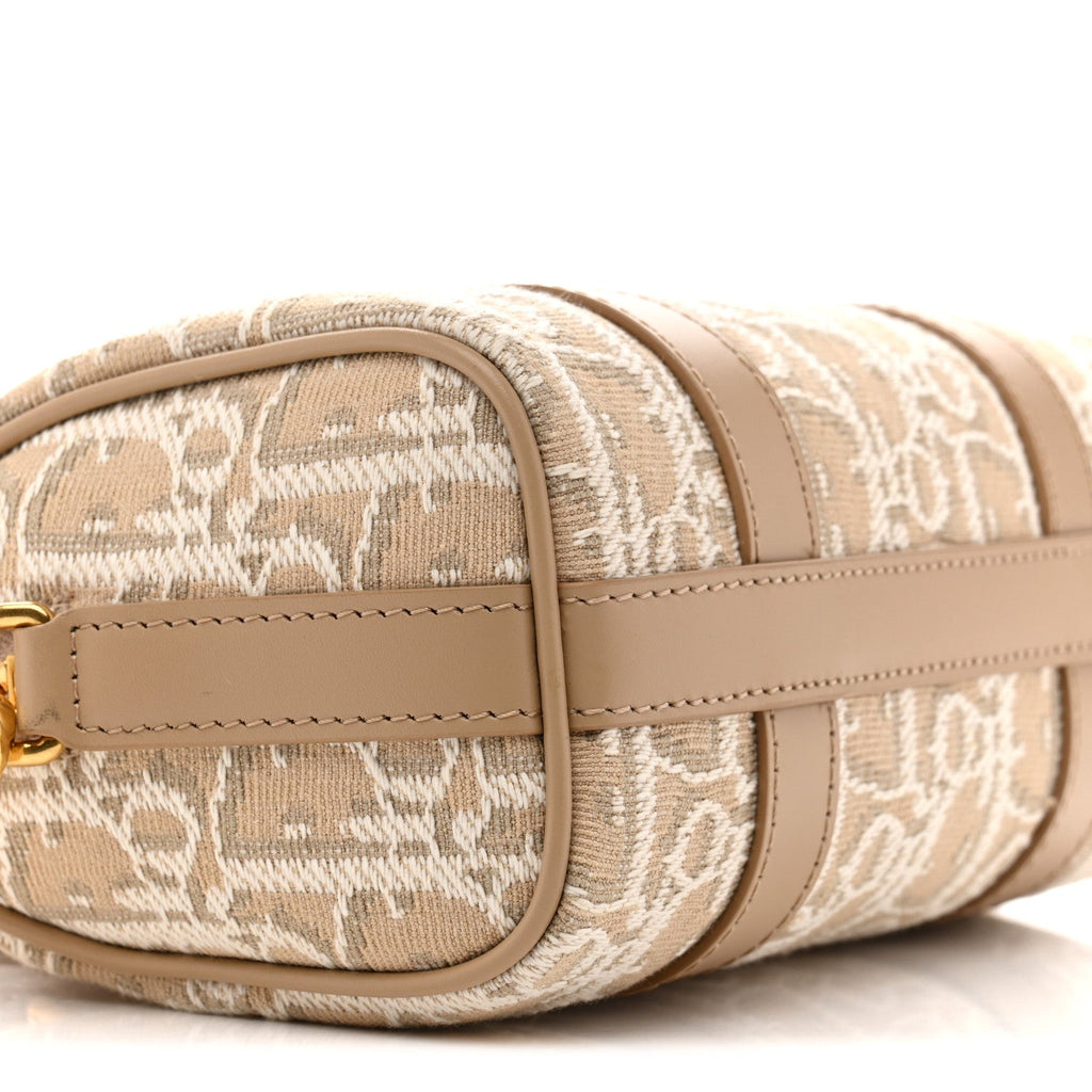 Christian Dior Oblique Chambray Groove 17 Bag Natural